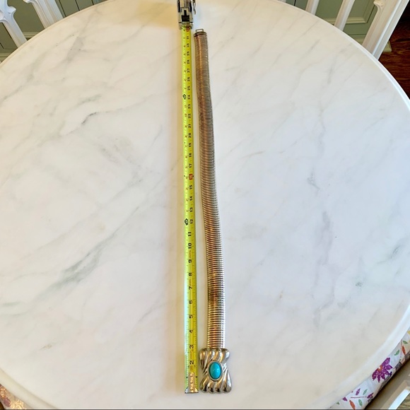 *SOLD* Vintage 80s Silver & Turquoise Chain Belt - Picture 6 of 6